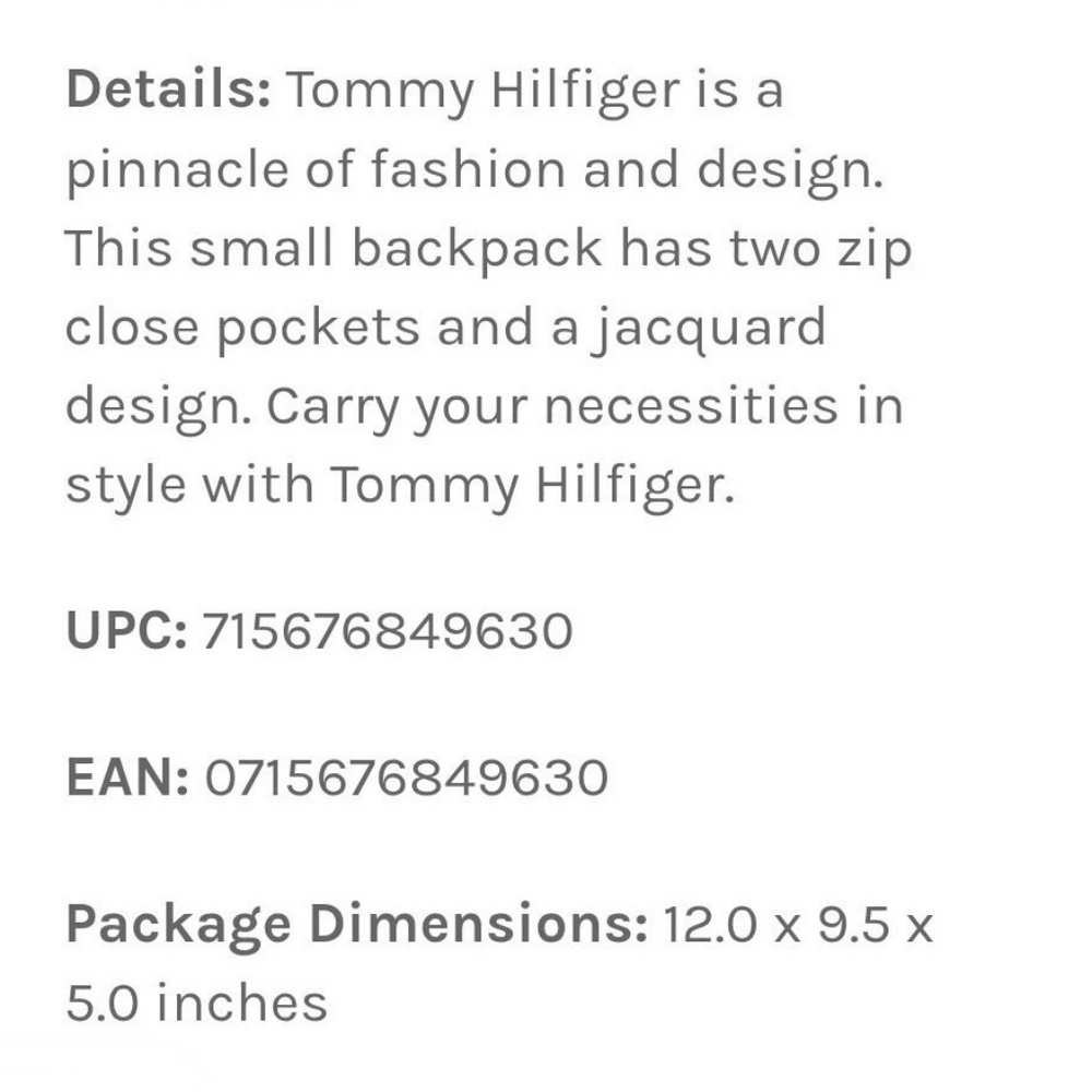 New with Tags! Vintage Red Tommy Hilfiger Monogram Signature Logo Mini Backpack - Picture 7 of 8